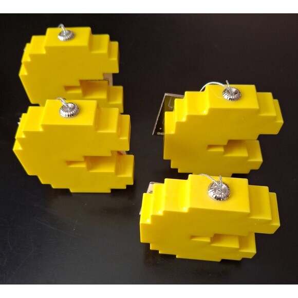 Lot 0f 4 New Pac Man Yellow Game Figures Christmas Ornament  Decor 2024 Ruz - Picture 5 of 9